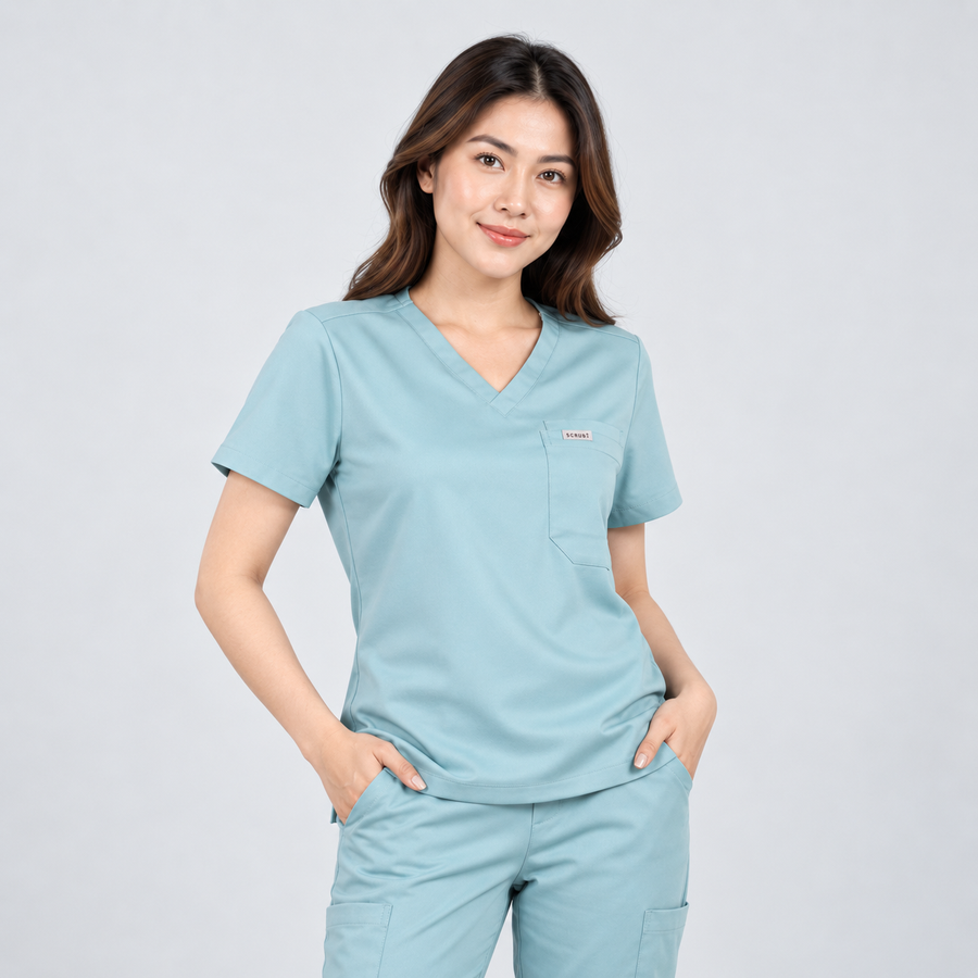 V-neck and chest pocket